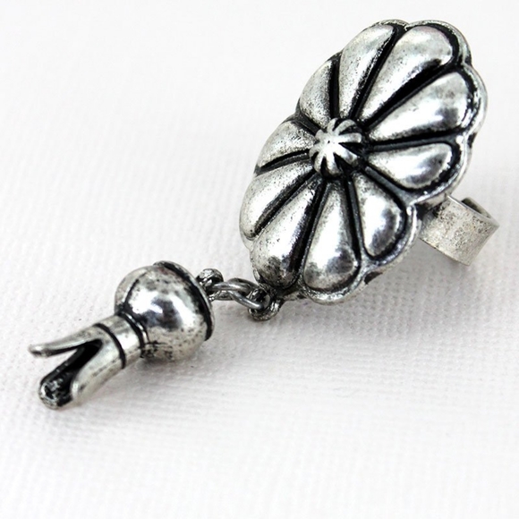 Boho Hippie gypsy concho squash Blossom Charm ring - Picture 2 of 9